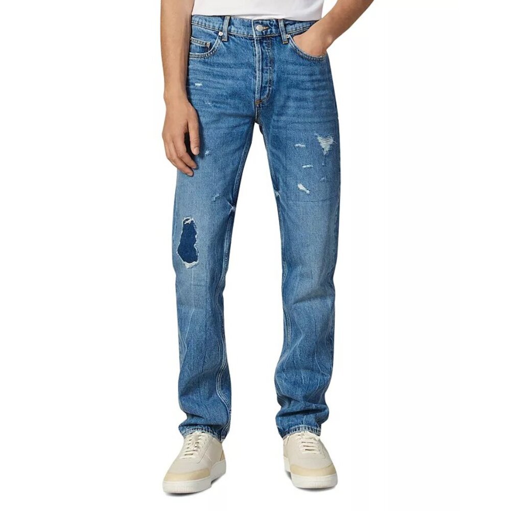 NWT Sandro Washed Destroy Slim Fit Jeans in Blue Vintage Denim 30